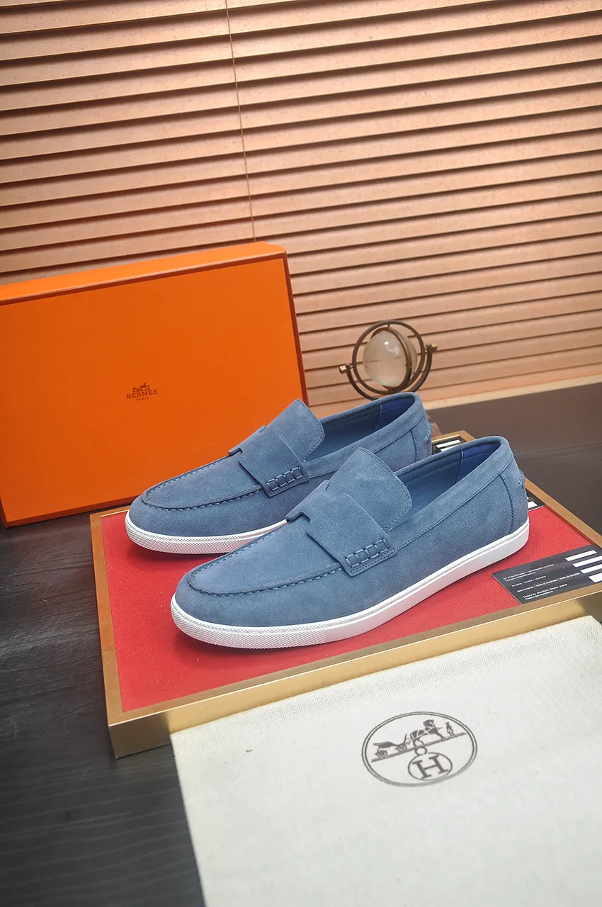Men's Men's Shoes💰560💶[[HERMES]] (High-end Niuli) New 🍀 HERMES - top version of Hermès classic casual leather shoes! Made of imported original cowhide, the inner top layer is comfortable cowhide lining! Original wear-resistant rubber outsole! High quality products! Code number 39-45 (45 customized)